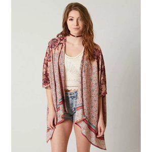 Angie Floral Kimono Pink Tan Blue Black Medium